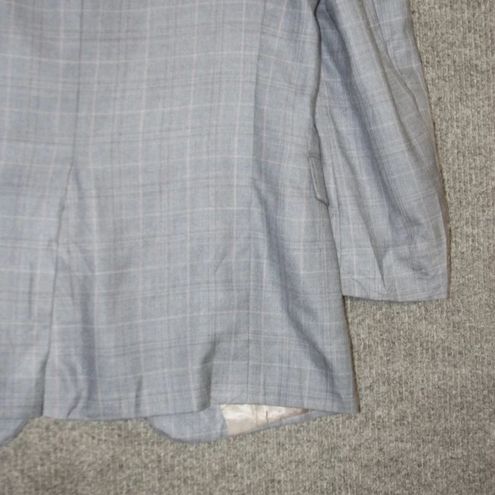 Hart Schaffner Marx Mens‎ Size 42L Blue Plaid Blazer Suit Jacket Made in USA